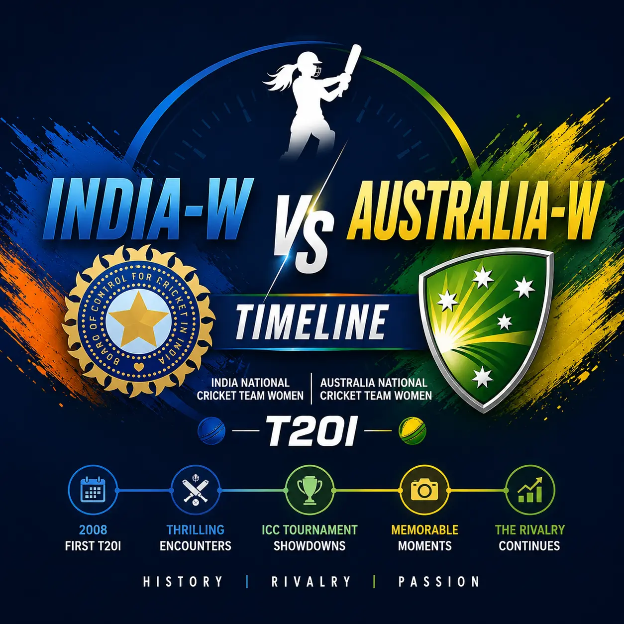 India Women’s National Cricket Team vs Australia Women’s National Cricket Team Timeline