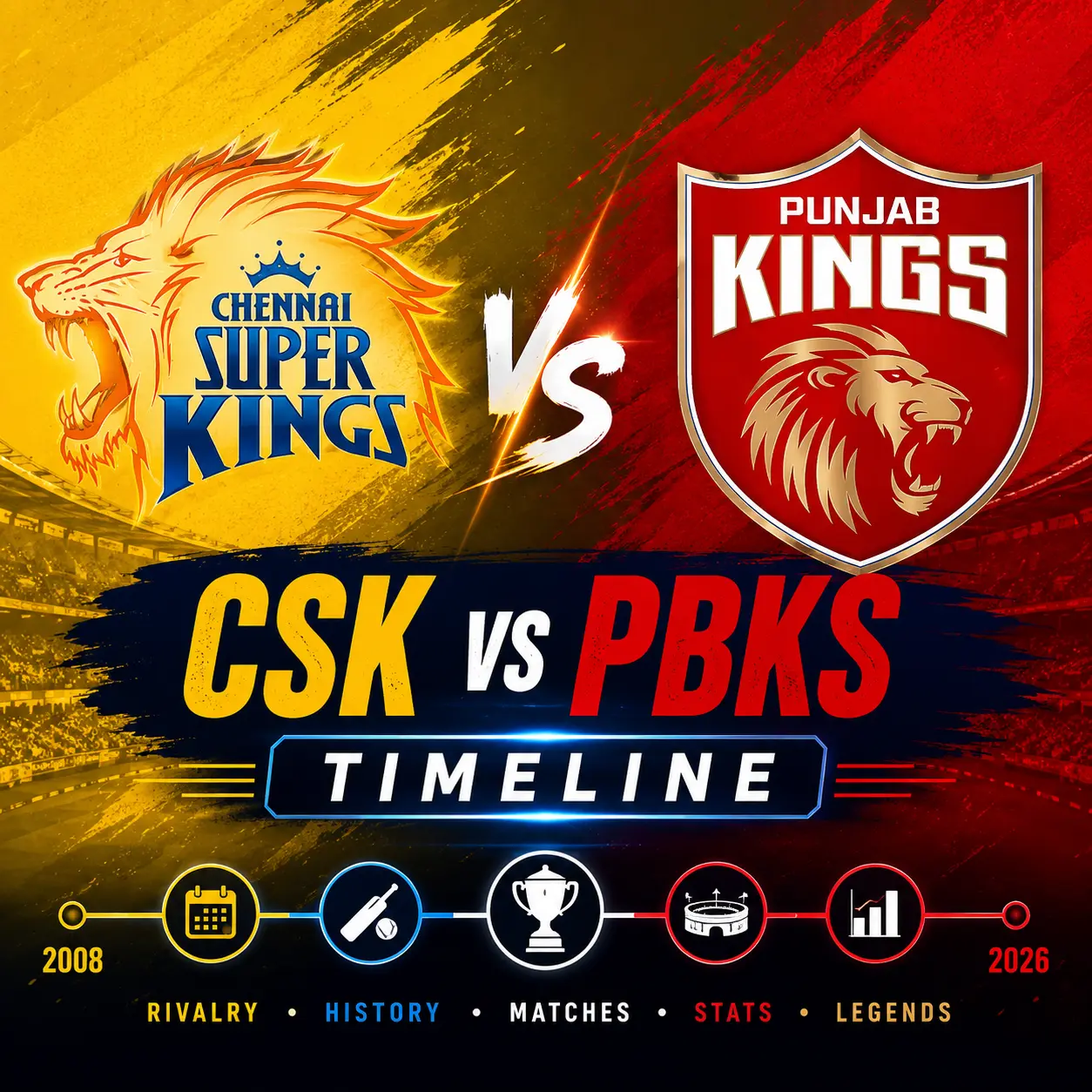 Chennai Super Kings vs Punjab Kings Timeline & Records