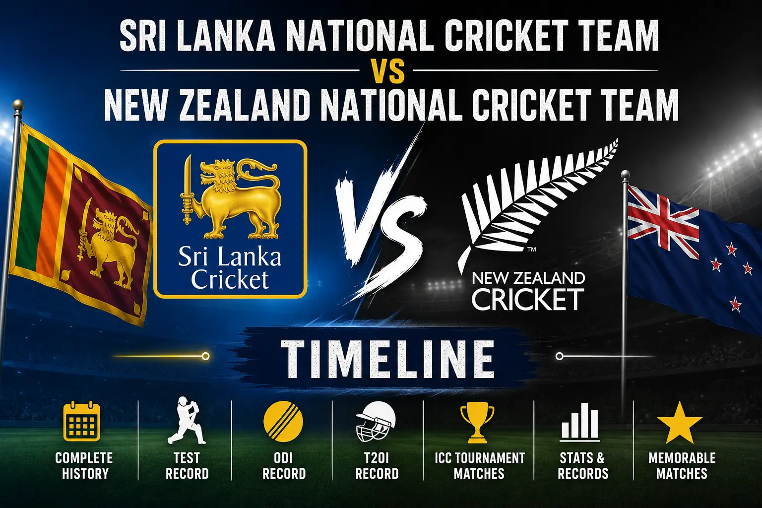 Sri Lanka National Cricket Team vs New Zealand National Cricket Team timeline