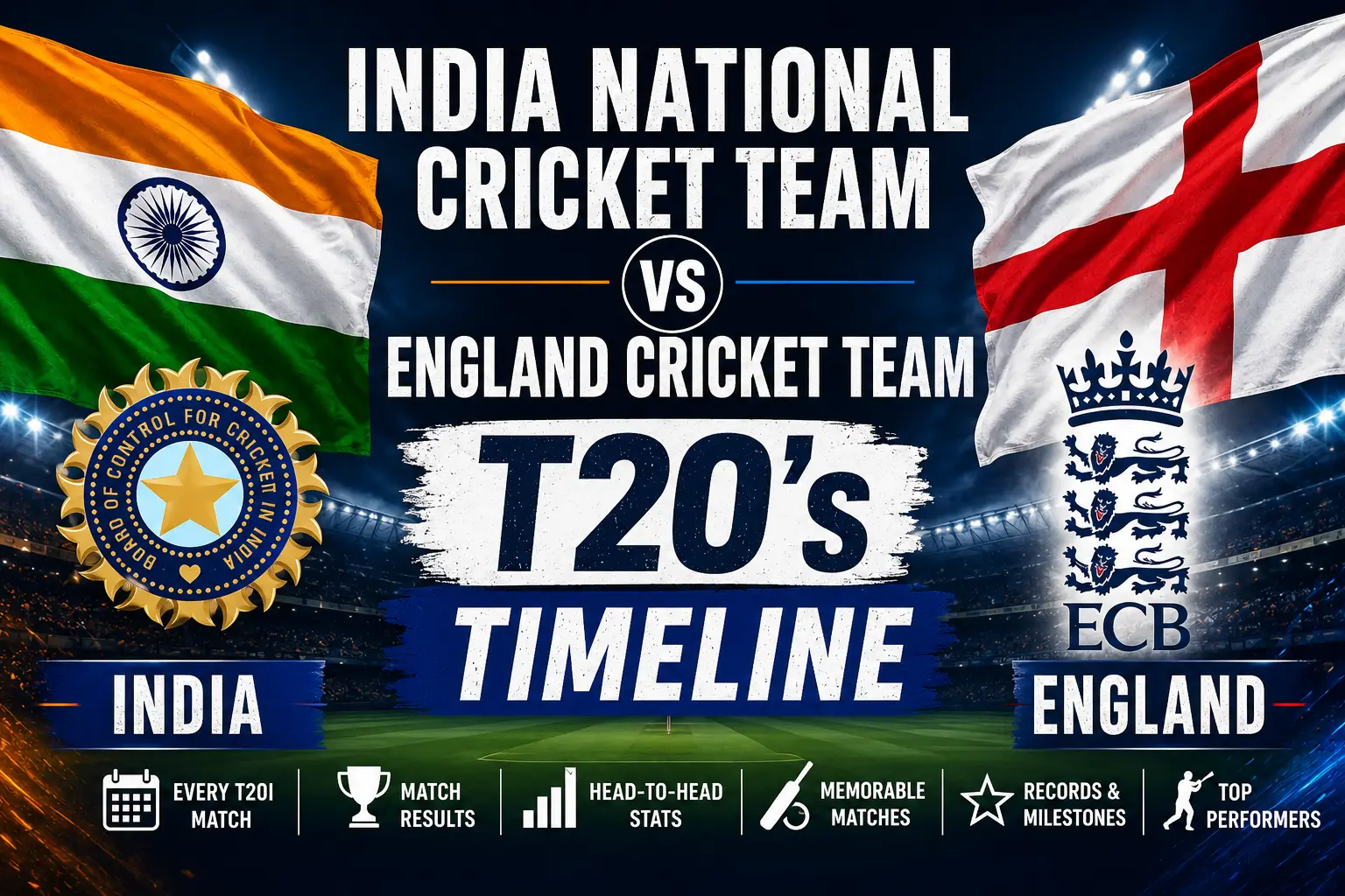 India National Cricket Team Vs England Cricket Team T20's Timeline