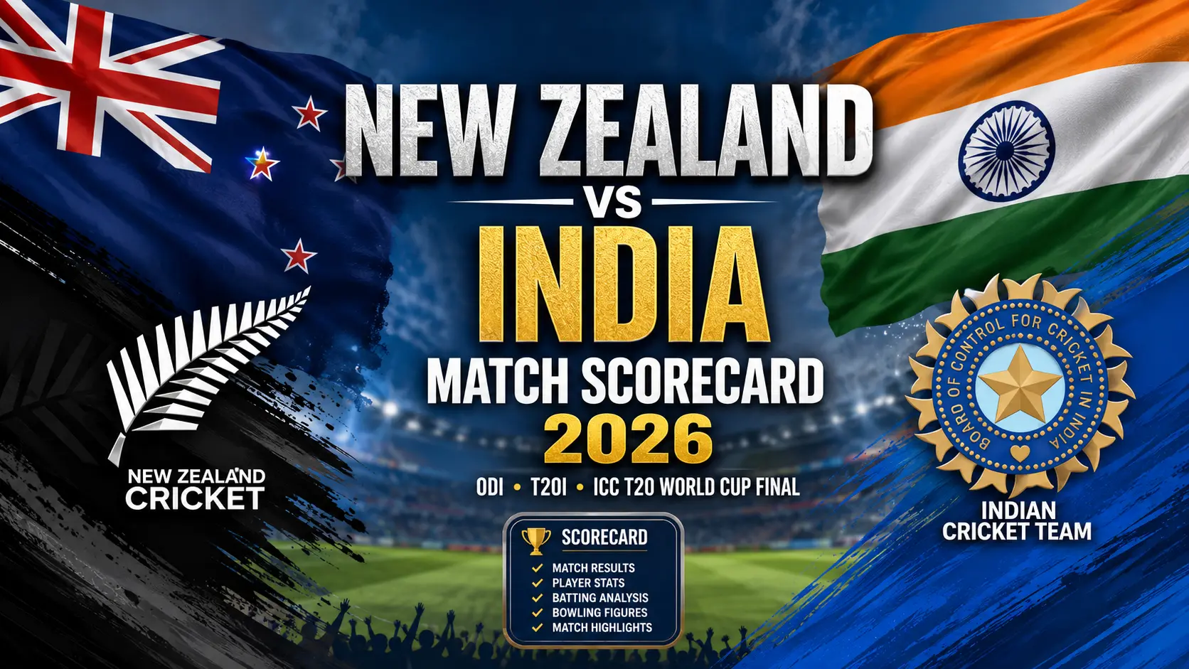 New Zealand National Cricket Team vs India National Cricket Team Scorecard (2026)