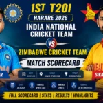 1st T20I Harare 2026: India National Cricket Team vs Zimbabwe Cricket Team Match Scorecard