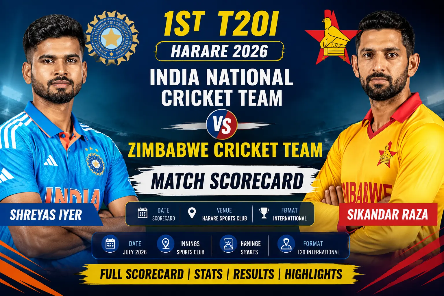 1st T20I Harare 2026: India National Cricket Team vs Zimbabwe Cricket Team Match Scorecard