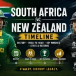 South Africa National Cricket Team vs New Zealand National Cricket Team Timeline
