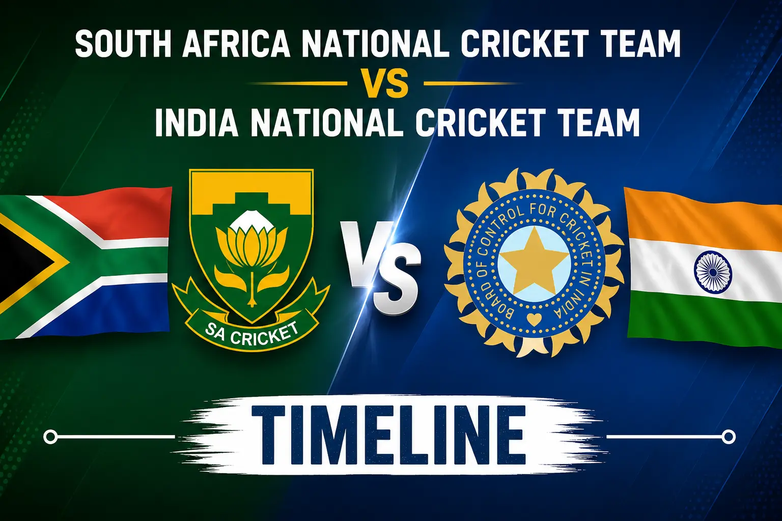 South Africa National Cricket Team vs India National Cricket Team Timeline 1991–2026