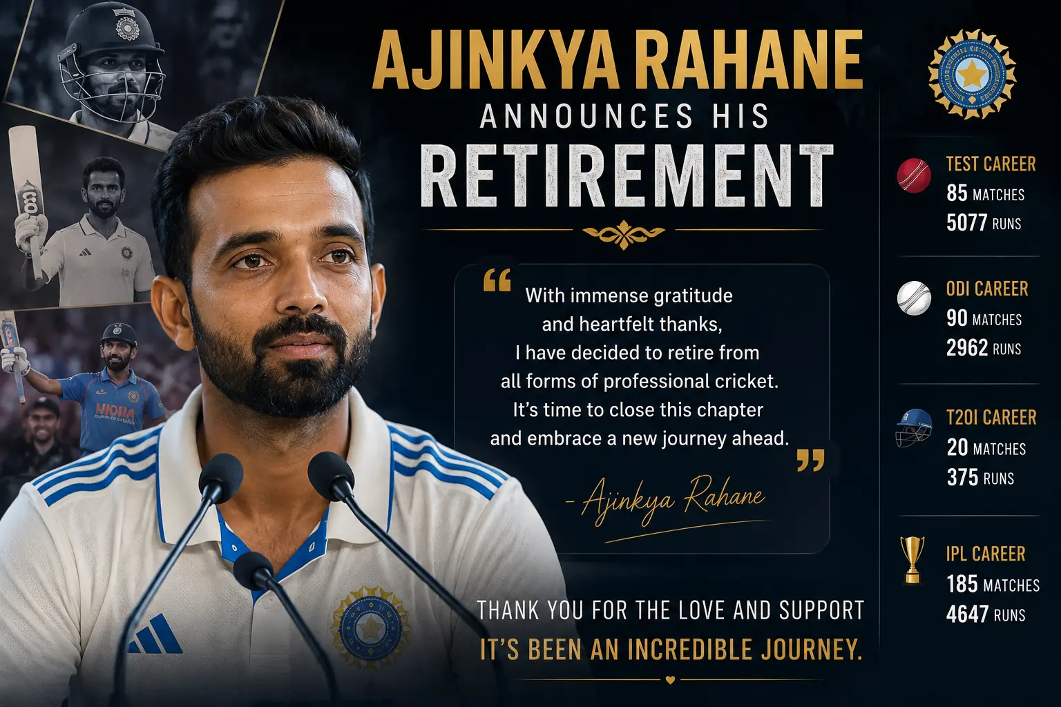 Ajinkya Rahane Announced His Retirement