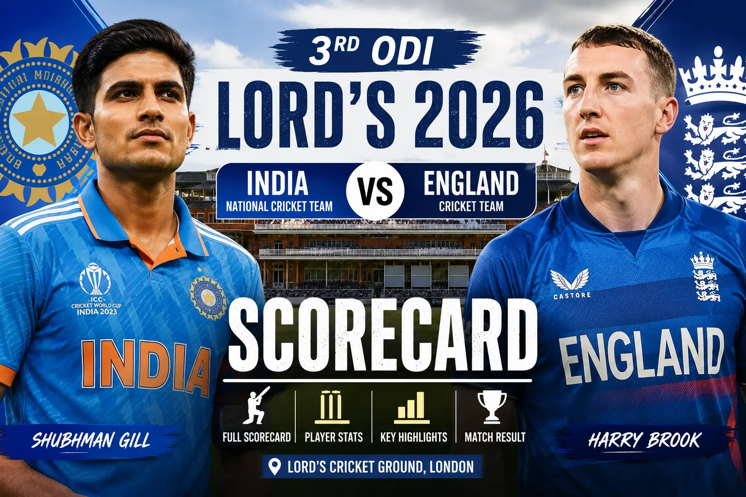 3rd ODI Lord’s 2026: India National Cricket Team vs England Cricket Team Scorecard