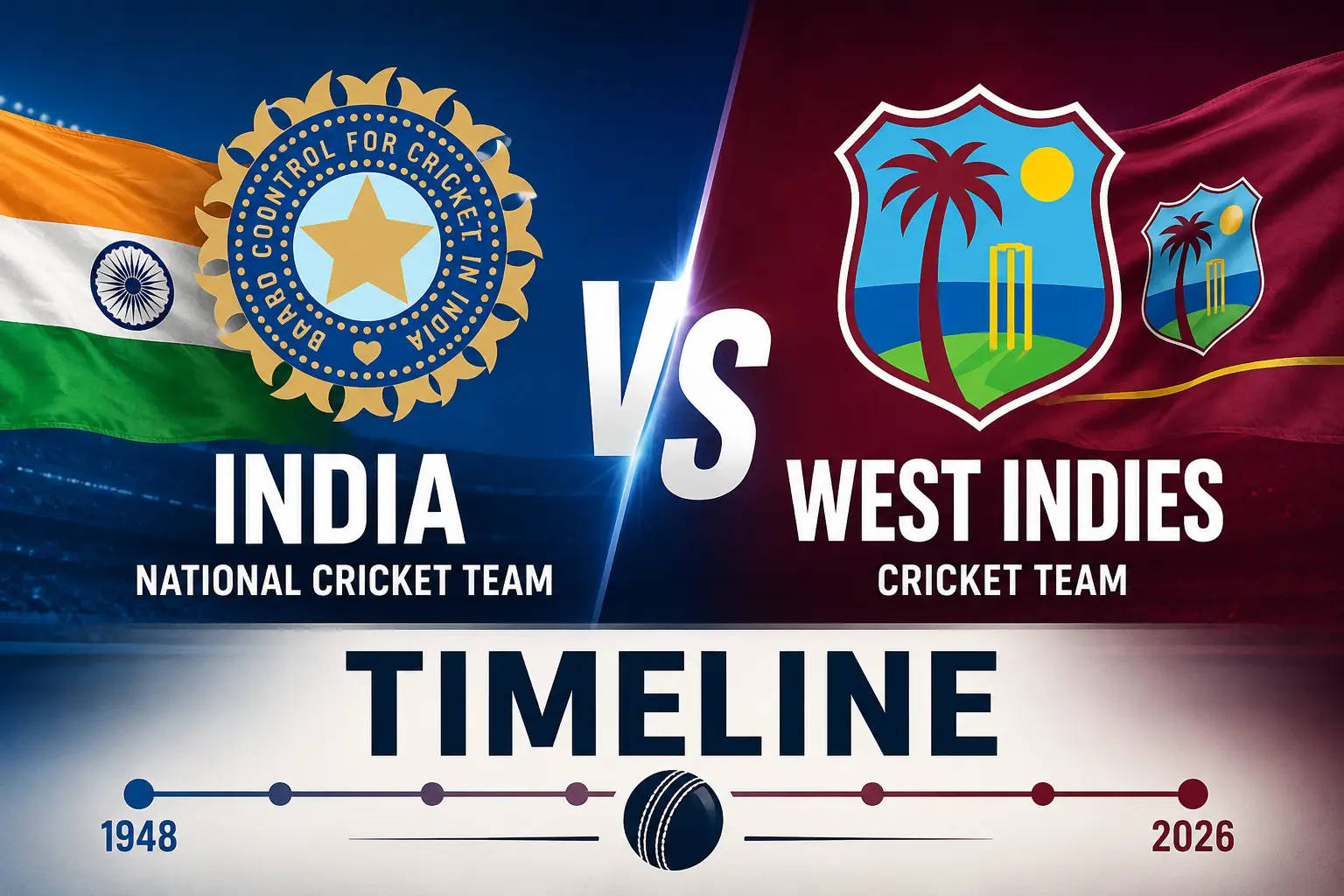 India National Cricket Team vs West Indies Cricket Team Timeline