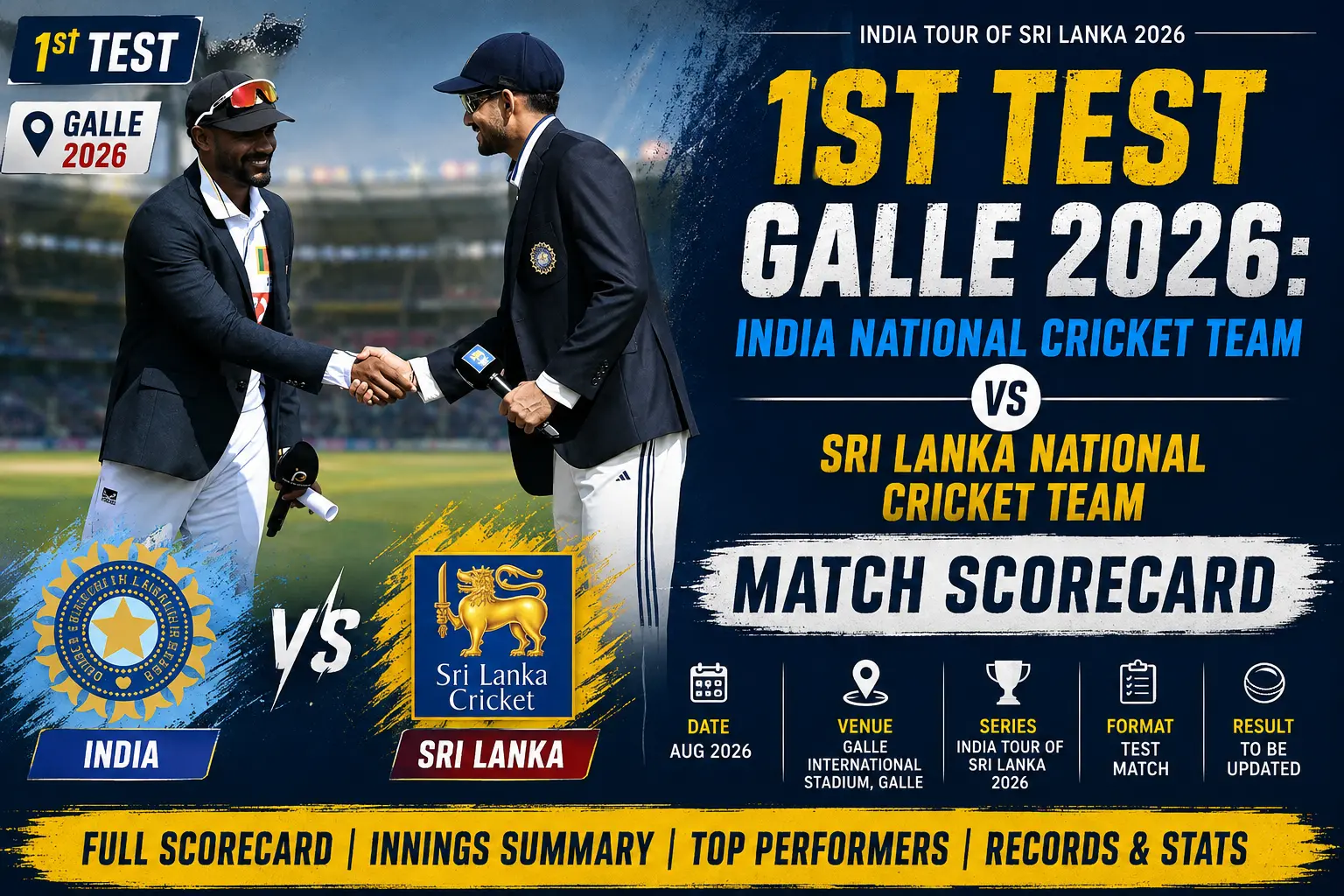 1st Test Galle 2026: India National Cricket Team Vs Sri Lanka National Cricket Team Match Scorecard