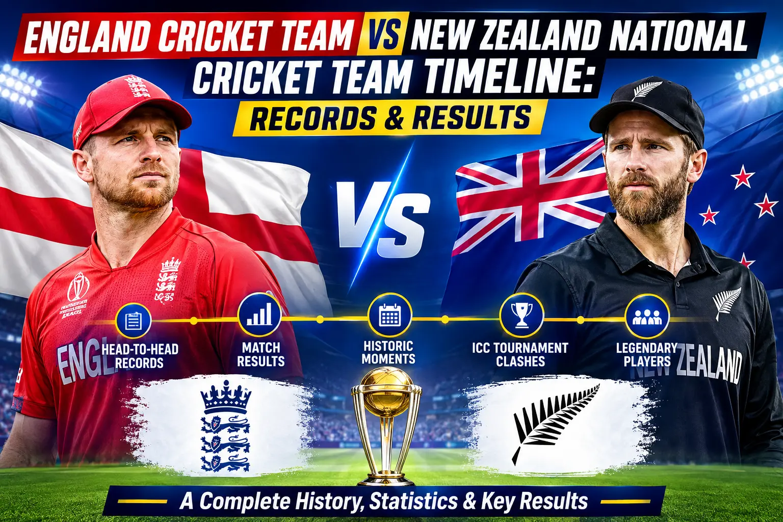 England Cricket Team vs New Zealand National Cricket Team Timeline