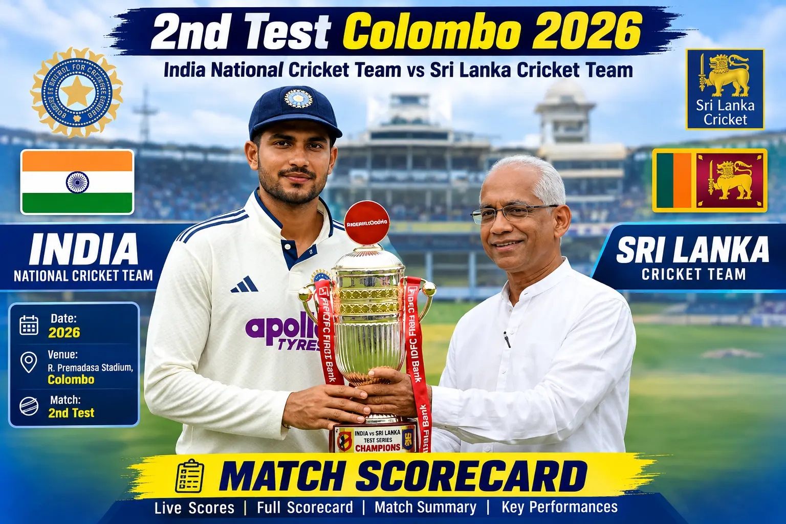 2nd Test Colombo 2026: India National Cricket Team vs Sri Lanka Cricket Team Match Scorecard