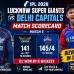 Lucknow Super Giants Vs Delhi Capitals Match Scorecard IPL 2026