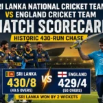 Sri Lanka National Cricket Team Vs England Cricket Team Match Scorecard